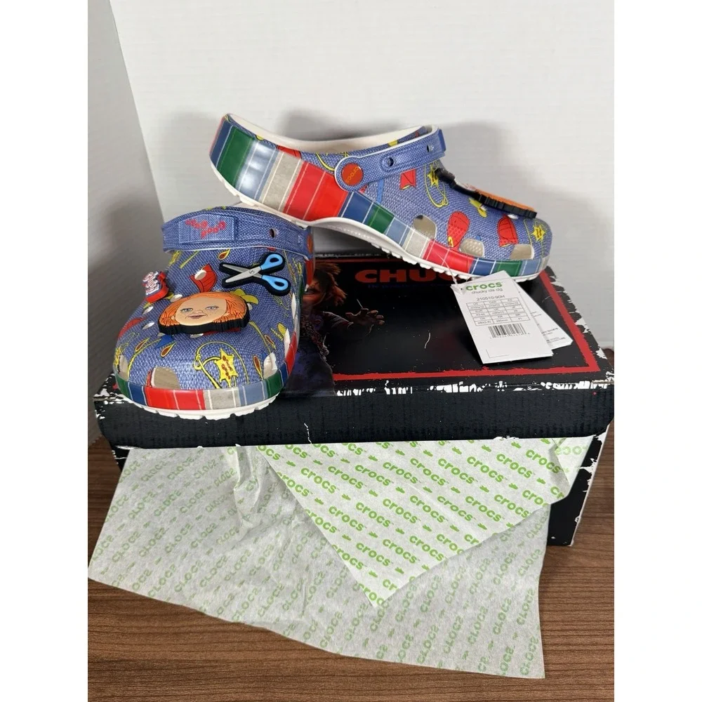 Crocs Chucky Classic Slip On Clogs Mens Size 10‎ Sandals Multi Blue Halloween